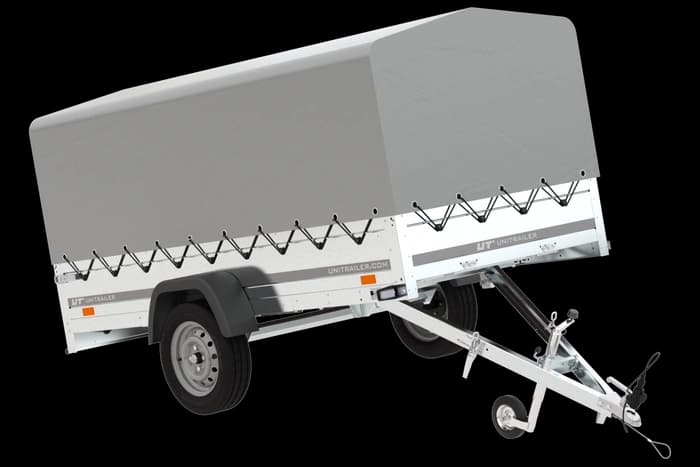 Przyczepka samochodowa 264×125 Unitrailer Garden 264 KIPP ze stelażem H-800 i pokrowcem szarym-Nowy
