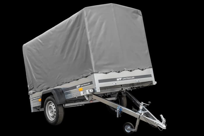 Przyczepka jednoosiowa 230×125 Unitrailer Garden 230 KIPP ze stelażem H-1100 i pokrowcem szarym-Nowy