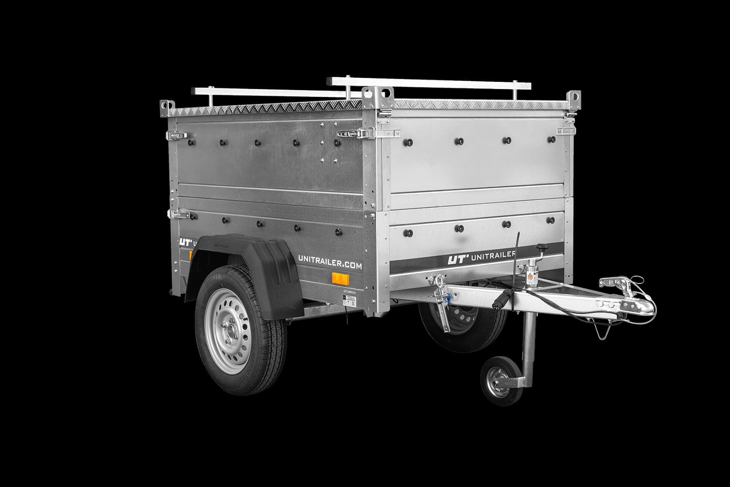 Przyczepka jednoosiowa 150×106 Unitrailer Garden 150 KIPP z burtami BIS i pokrywą aluminiową-Nowy