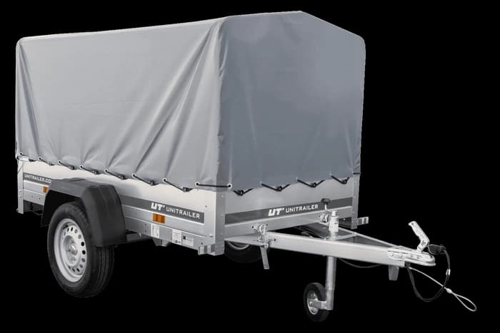 Przyczepka samochodowa 200×106 Unitrailer Garden 200 FD ze stelażem H-800 i plandeką szarą-Nowy