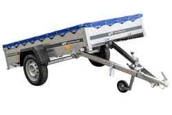 Przyczepka lekka 230×125 Unitrailer Garden 230 KIPP ze stelażem H-0 i pokrowcem niebieskim-Nowy