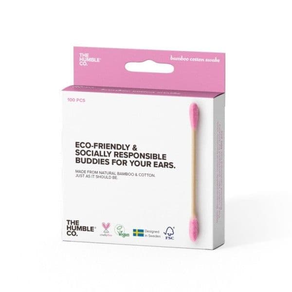 Boîte 100 Cotons-Tige Bambou & Coton Bio Rose The Humble® - C
