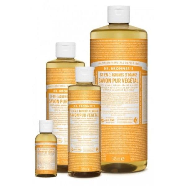 Savon Liquide 18-en-1 Agrumes Orange Dr. Bronner’s® - Cosmétiques Hyg