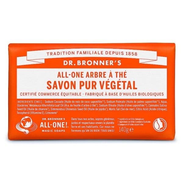 Savon Solide Parfum Arbre à Thé 140g Dr. Bronner’s® - Cosmétiques Hyg