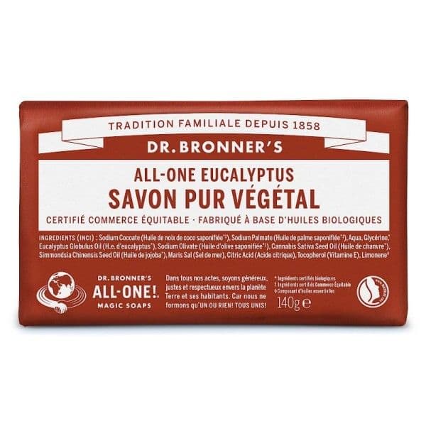 Savon Solide Parfum Eucalyptus 140g Dr. Bronner’s® - Cosmétiques Hyg