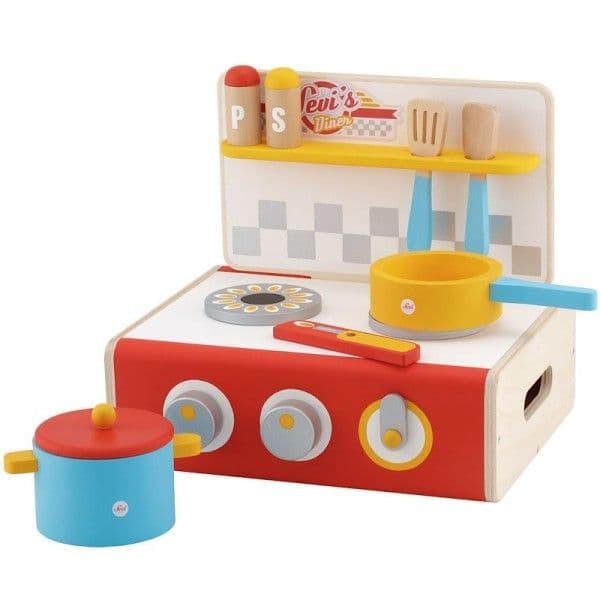 Dinette en bois 15 pièces cuisinière pliante casseroles & ustensiles