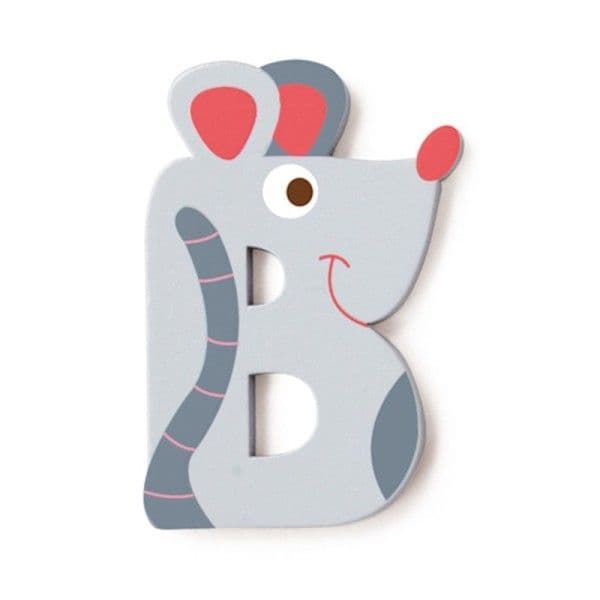 Lettre décorative 'B' en bois Animaux Amusants 6cm Scratch® - Lettre