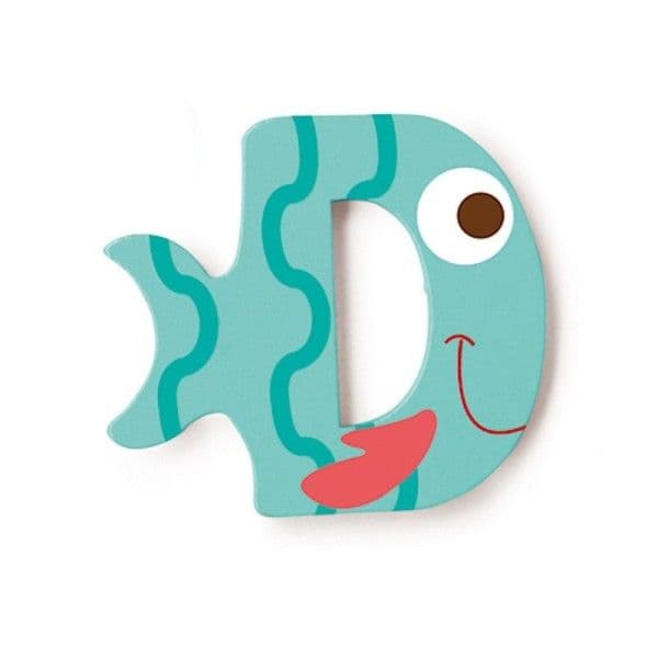 Lettre décorative 'D' en bois Animaux Amusants 6cm Scratch® - Lettre