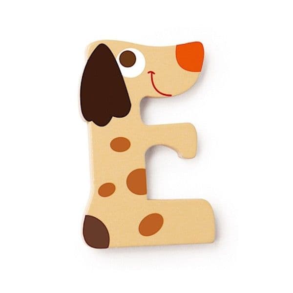Lettre décorative 'E' en bois Animaux Amusants 6cm Scratch® - Lettre