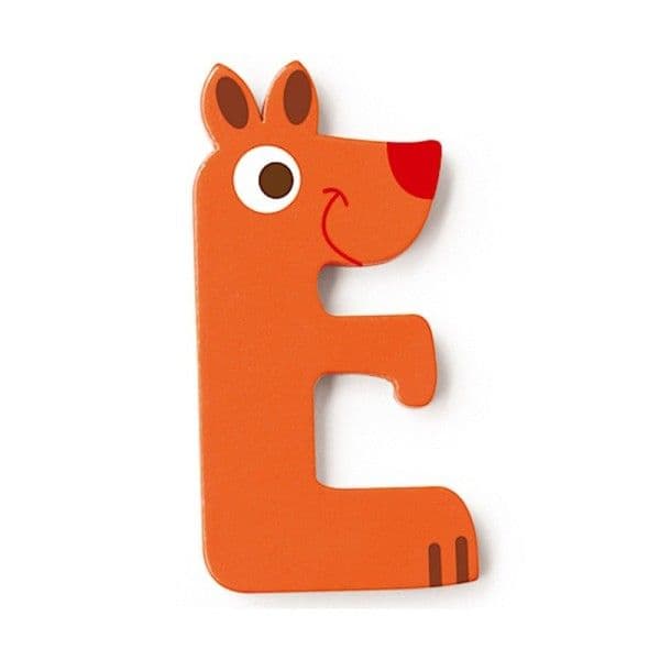 Lettre décorative 'E' en bois Animaux Amusants 6cm Scratch® - Lettre