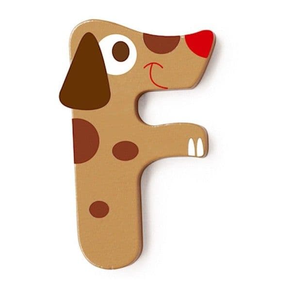 Lettre décorative 'F' en bois Animaux Amusants 6cm Scratch® - Lettre