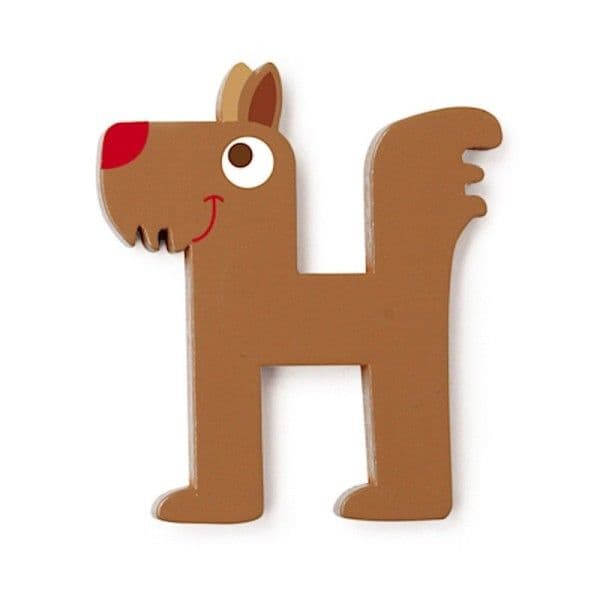 Lettre décorative 'H' en bois Animaux Amusants 6cm Scratch® - Lettre