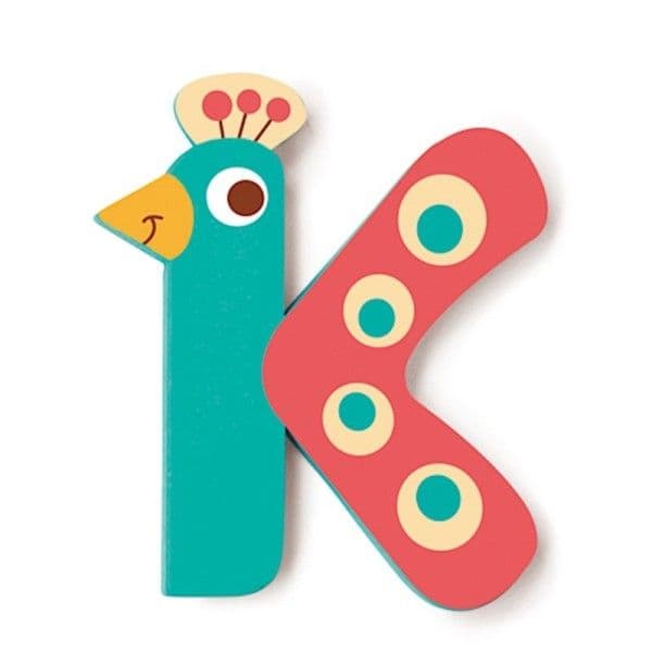 Lettre décorative 'K' en bois Animaux Amusants 6cm Scratch® - Lettre
