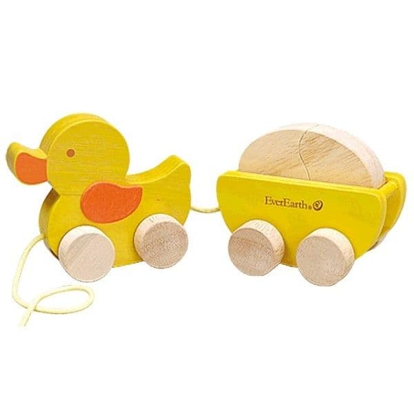 Jouet à trainer Canard et son Oeuf EverEarth - Jouets bois