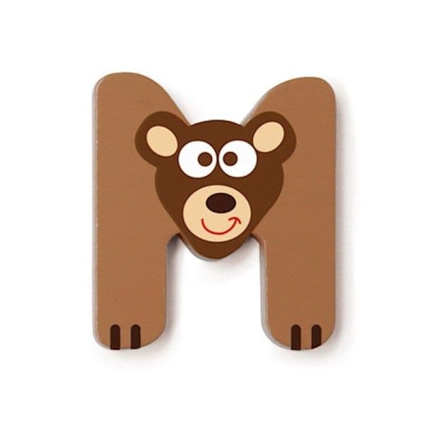 Lettre décorative 'M' en bois Animaux Amusants 6cm Scratch® - Lettre