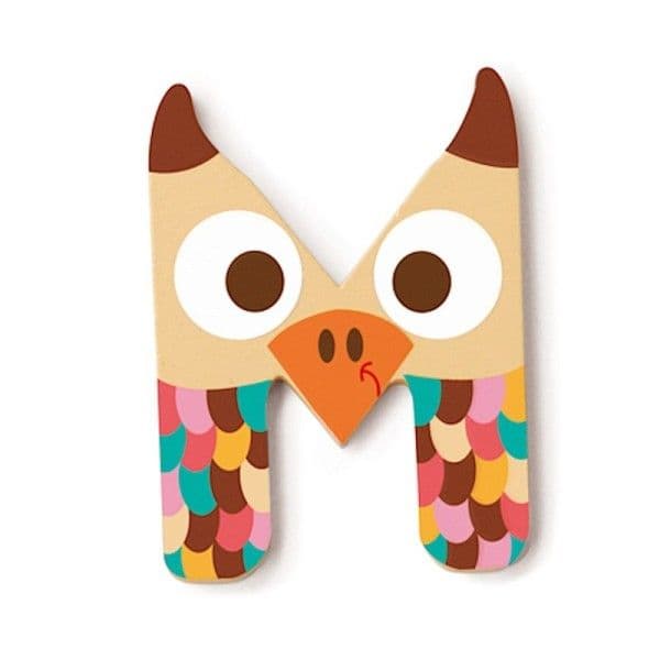 Lettre décorative 'M' en bois Animaux Amusants 6cm Scratch® - Lettre