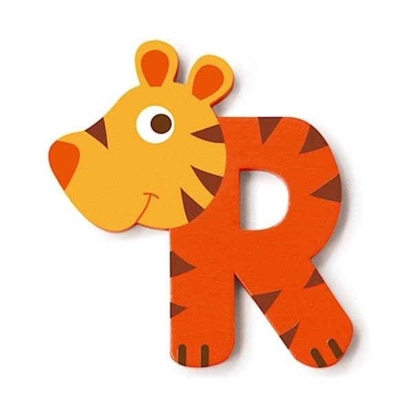 Lettre décorative 'R' en bois Animaux Amusants 6cm Scratch® - Lettre