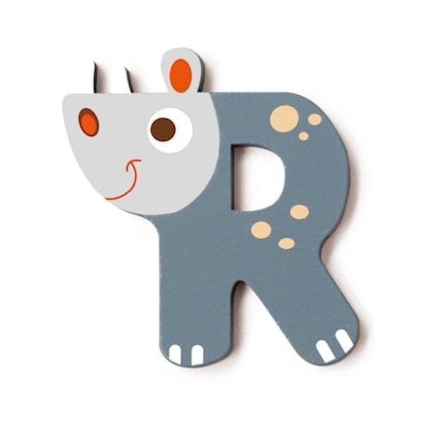 Lettre décorative 'R' en bois Animaux Amusants 6cm Scratch® - Lettre
