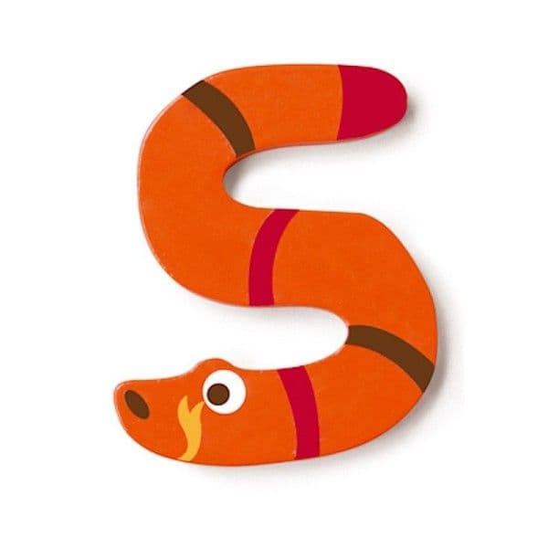 Lettre décorative 'S' en bois Animaux Amusants 6cm Scratch® - Lettre