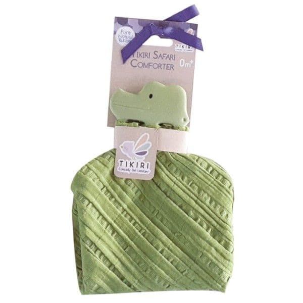Doudou Plat Teether de dentition Crocodile Coton bio & Caoutchouc
