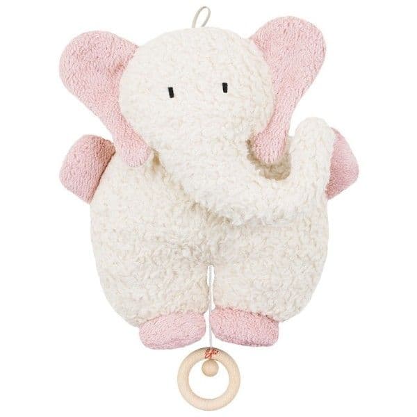 Peluche Boite à Musique éléphant Rose Coton hypoallergénique 27 cm E