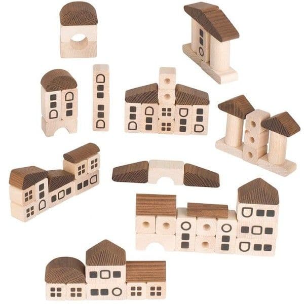 Jeu Cubes & Formes de construction Ville nature Goki® - Jouets en bois