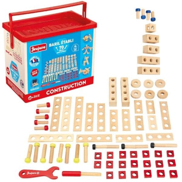 Baril Établi 70 pièces de construction en Bois Jeujura® | Ref: 8595 -