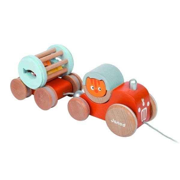 Jouets à tirer en bois Promeneur Tracteur Chat Hochet Zigolos Janod