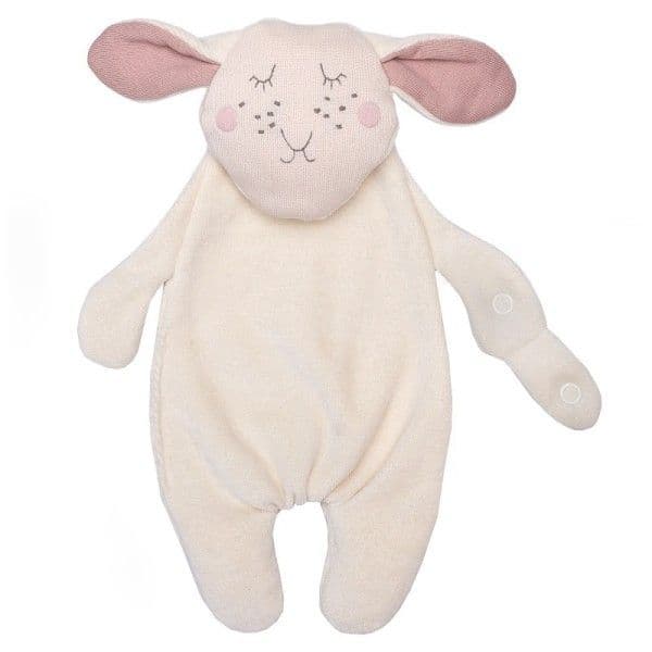 Doudou Plat Attache sucette Mouton Écru Wooly Organic® Coton Bio 35 c
