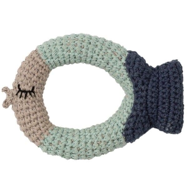 Hochet en Crochet Hoppa® Poisson Coton nature - Hochets bébé