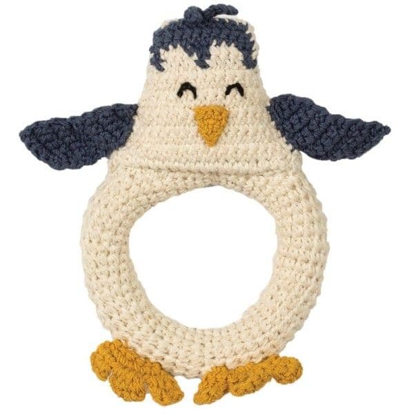 Hochet en Crochet Hoppa® Pingouin Coton nature - Hochets bébé