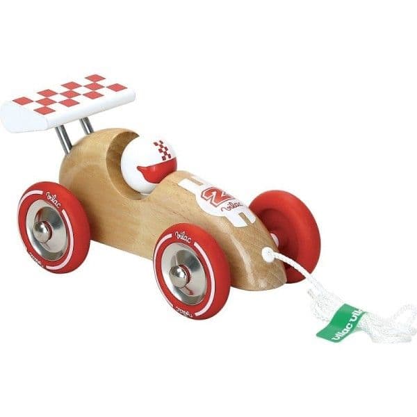 Petite Voiture de course à traîner bois naturel Vilac® - Jouets en bo
