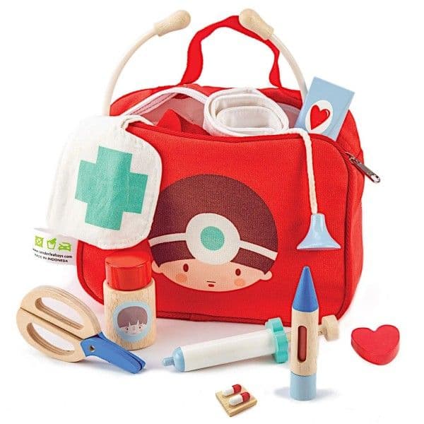 Jouet en bois Sacoche du médecin Rouge Tender Leaf Toys® - Jouer au m