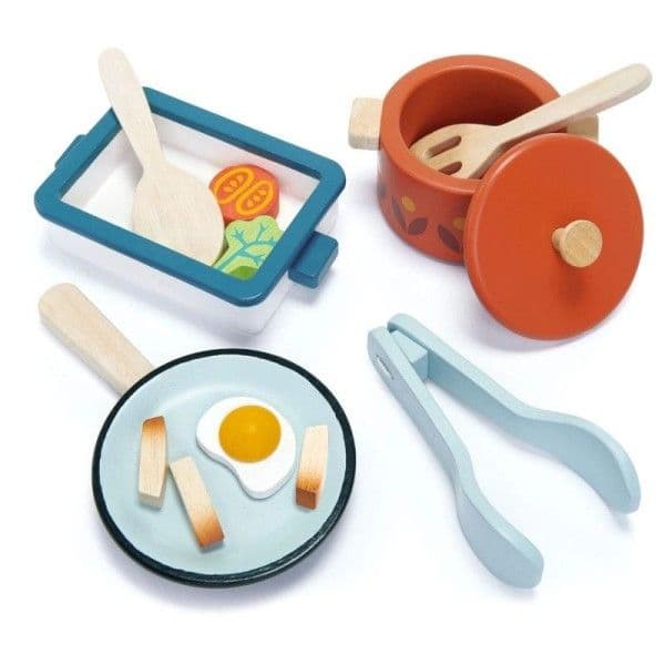 Jouet Dinette en bois Poêles et casseroles Tender Leaf Toys® - U