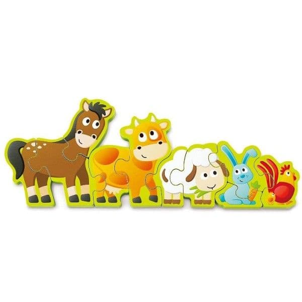 Puzzle de chiffres en Bois Frise Défilé Animaux de la Ferme 34 cm H