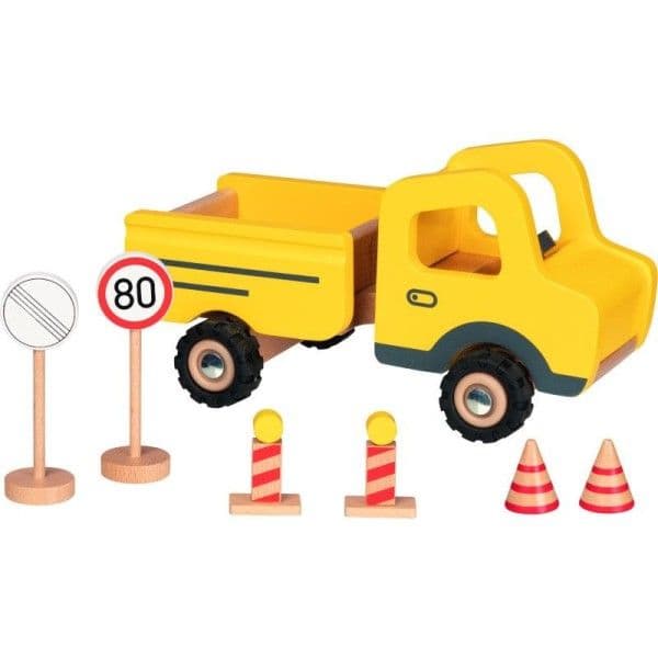 Jouets en bois Camion de chantier avec panneaux Goki® - Jouets en bois