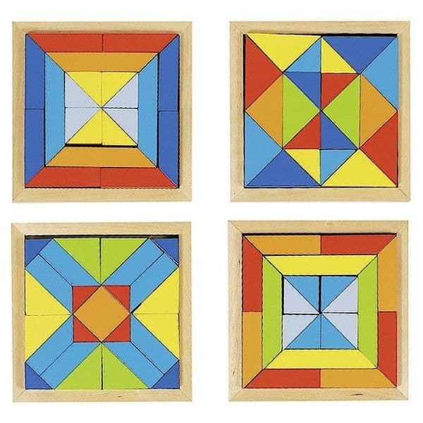 Jouets en bois 4 Puzzles Tangram Attrimaths Monde des formes Goki® -