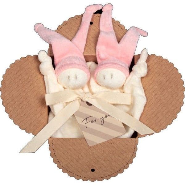 Coffret 2 Doudous naissance Keptin-Jr Coton Bio Zmooz Saumon Small