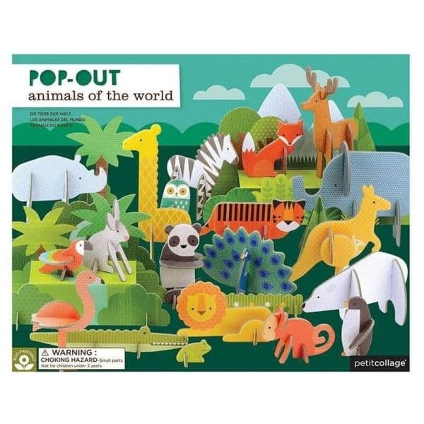 Jouet en Carton Puzzle 78 pièces Pop-out Deluxe Animaux du monde