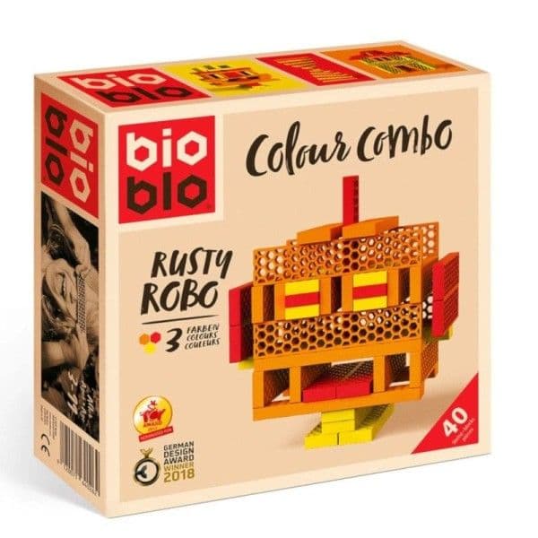 Briques de construction Rusty Robo Orange Jaune Rouge 40 Bioblo® -