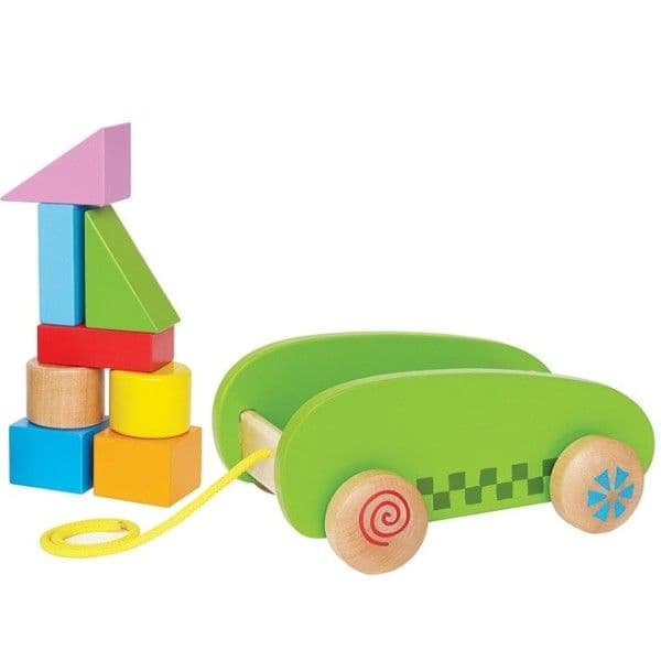 Jouet Mini Chariot de cubes à tirer en bois Hape®