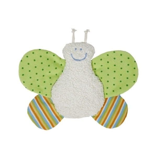 Doudou Hochet Efie Papillon Coloré 25 cm Coton Bio Organic Naturel