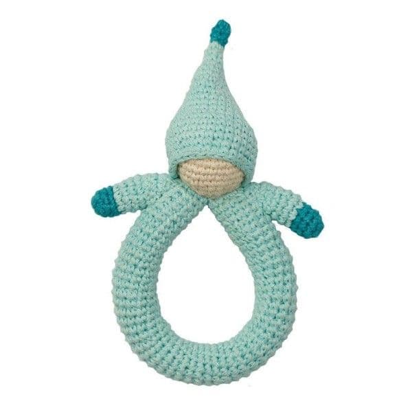 Hochet au Crochet Hoppa® Poupée Bleu Coton - Hochets bébé