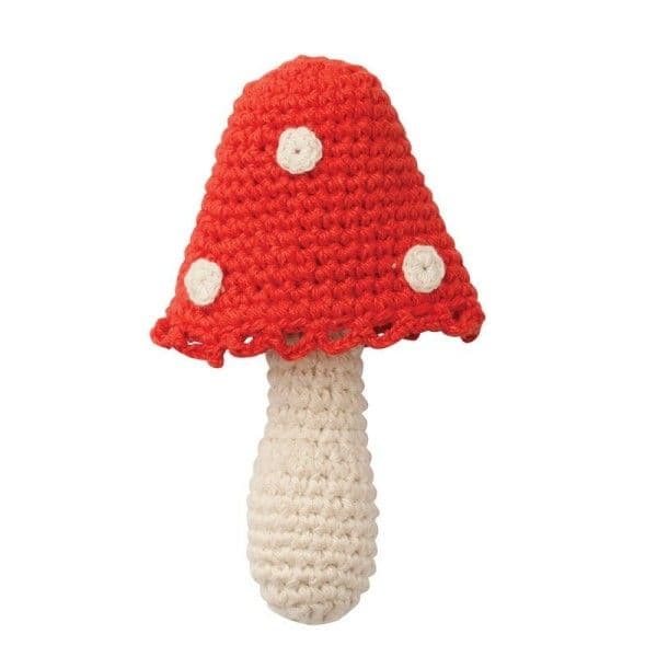 Hochet au Crochet Coton Hoppa® Champignon - Hochets bébé