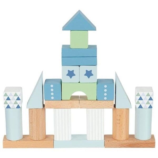 Jeu construction Baril 50 cubes en bois Life style Bleuet Goki®