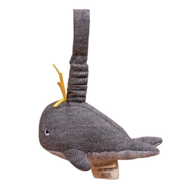 Hochet grelot à suspendre Baleine grise 15 cm Filibabba® - Doudou p