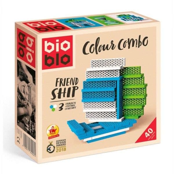 Briques de construction Mini box Friendship Bleu vert Blanc 40