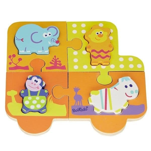 Puzzle premier âge 4 pièces en Bois double Jungle Boikido - Jouet en
