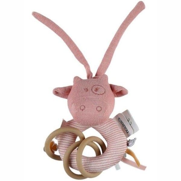 Hochet Attache Tétine & Anneau de dentition Coton Bio & Caoutchouc