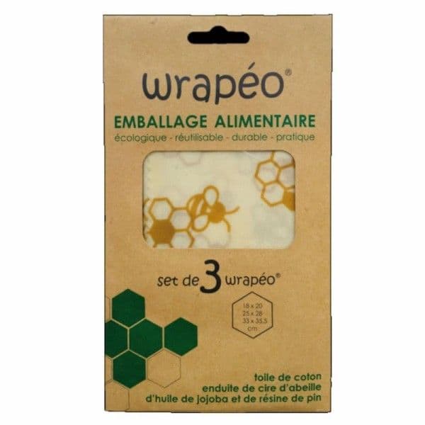 Set 3 Beewrap emballage alimentaire «S / M / L » en cire d’abeille Al